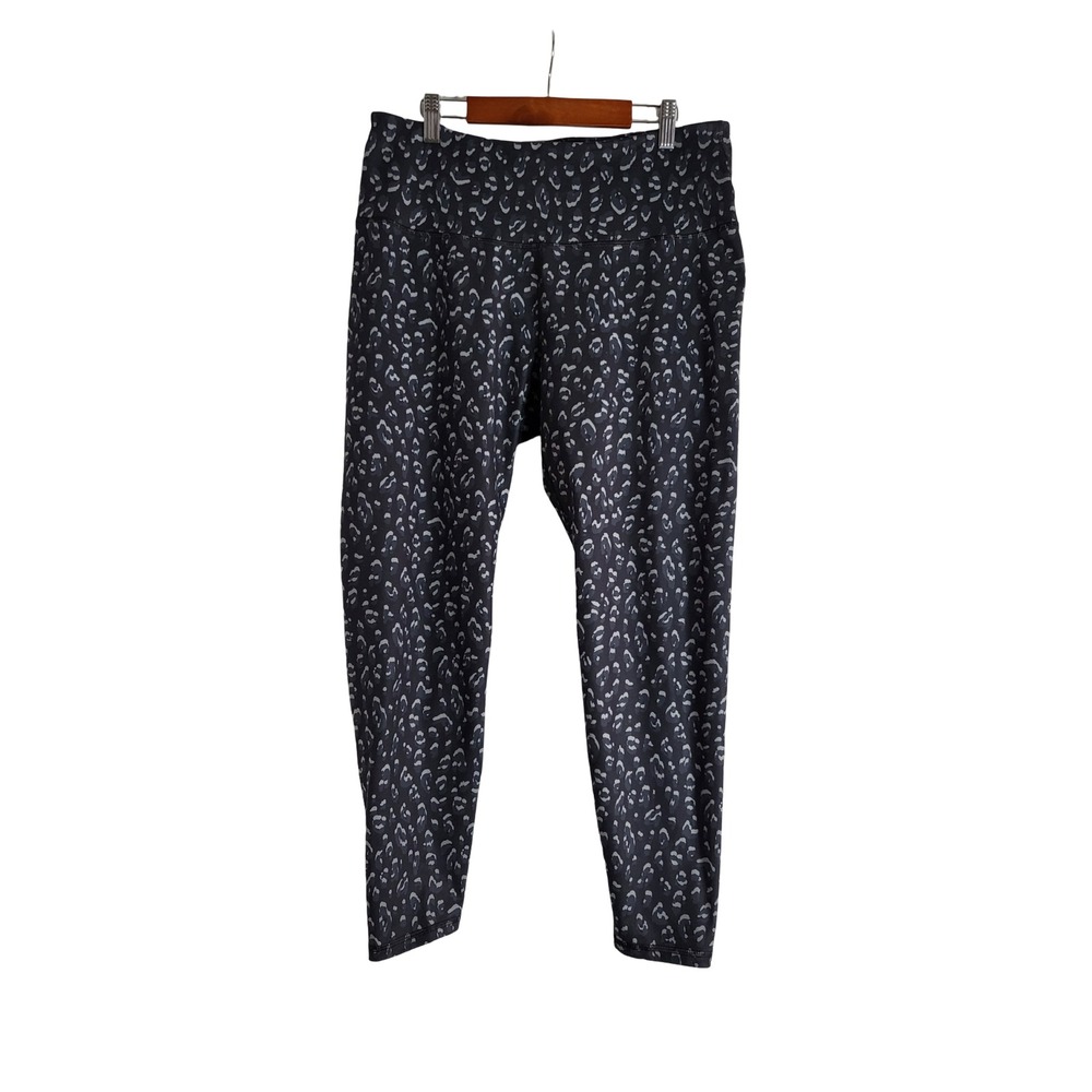 Old Navy Active Elevate Go-Dry Leggings Gray Leopard Animal Print XL High Waist